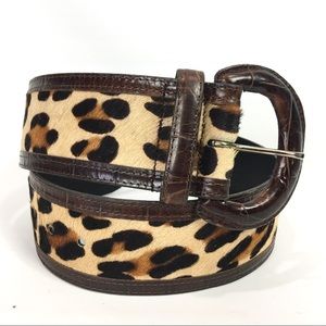 Vintage Avignon Leopard Print Leather Belt
